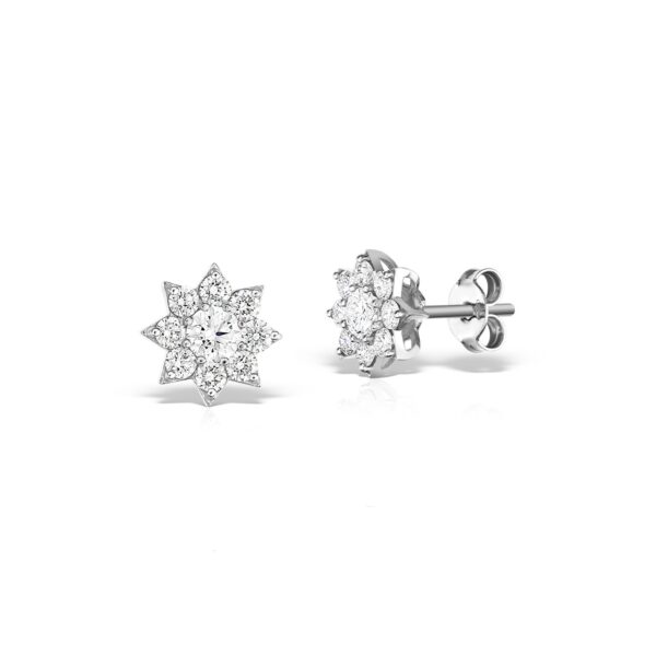 Cercei Sunflower, din aur alb, 18K, cu 1,04 ct diamante
