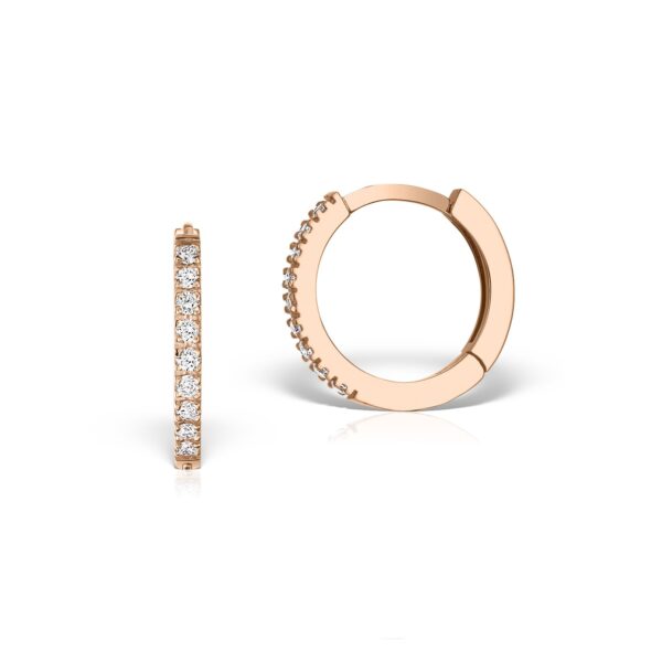Cercei cercuri, aur roz, 18k, cu 0,18 ct diamante