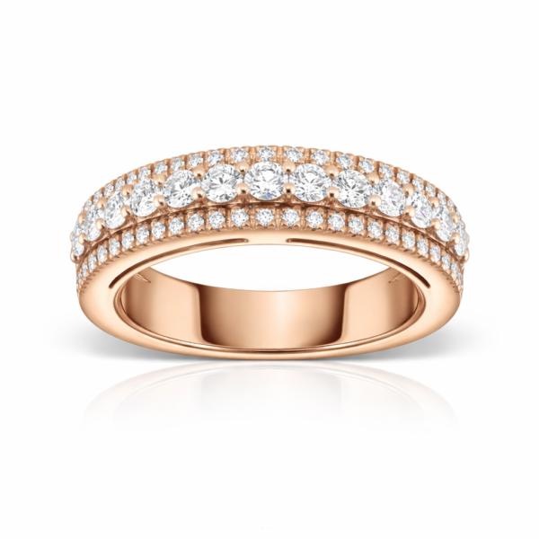 Iconic Triple Pavé - Inel / Verighetă din aur roz, 18K, cu 1,06 ct diamante