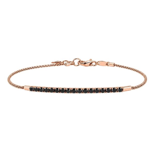 Brățară semi-tennis, din aur roz, 18K, cu 0,77 ct diamante negre