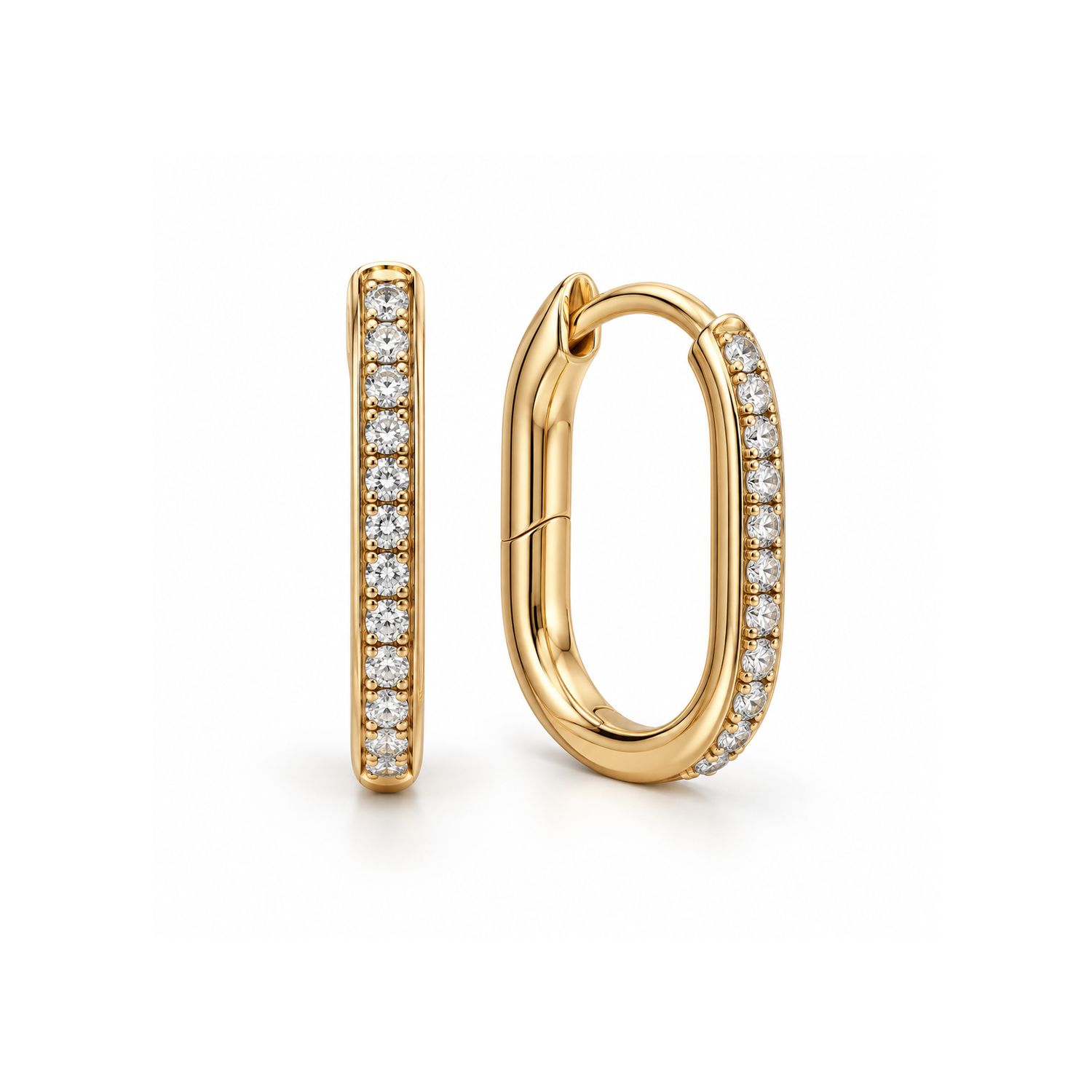 Cercei Linea, aur galben, 14k, cu 0,22 ct diamante naturale